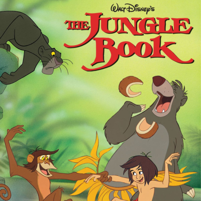 Capa colorida do produto The Jungle Book com personagens animados da Disney