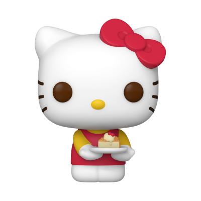 Figura colecionável de vinil da Hello Kitty segurando sobremesa