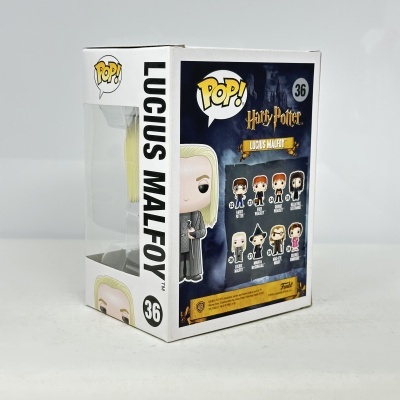 Caixa POP! Lucius Malfoy Harry Potter número 36 em fundo branco
