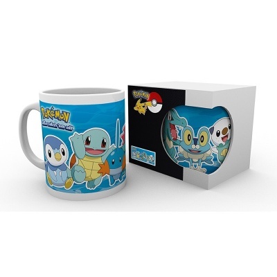 Caneca de cerâmica Pokémon com personagens e caixa de presente