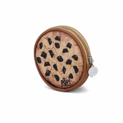 Carteira redonda com padrão de bolacha com pepitas de chocolate