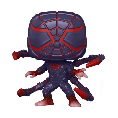 Figura Funko Pop Homem-Aranha trajes roxo e vermelho com braços extras