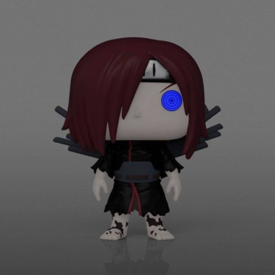 Funko Pop de personagem com cabelo castanho escuro e olho azul