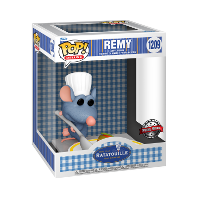 Caixa Funko Pop Deluxe Remy personagem Ratatouille chapéu de chef