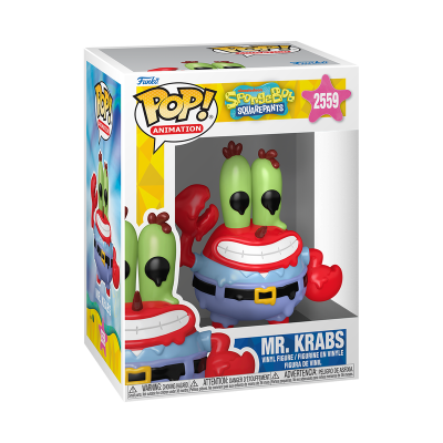 Figura de vinil Mr. Krabs Funko Pop! Animation na caixa com etiqueta 2559.