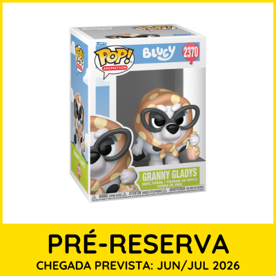 Caixa de Funko Pop! Animation Granny Gladys com lenço castanho às pintas e óculos grandes pretos.