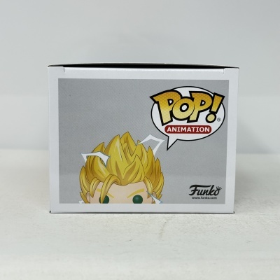 Caixa de Funko Pop com personagem animada de cabelo amarelo