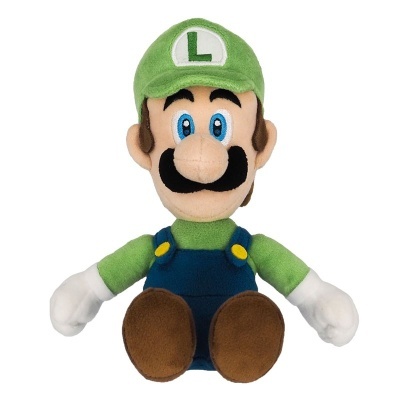 Boneco de peluche Luigi com boné verde e jardineiras azuis