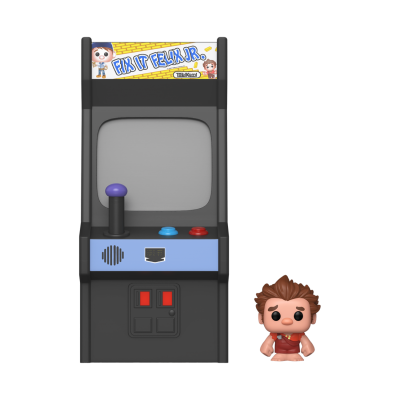 Brinquedo arcade Fix It Felix Jr com figura Funko Pop ao lado