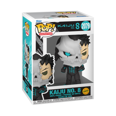 Funko Pop! Animation KAIJU NO. 8 nº 2079 em caixa colorida com figura metade esqueleto metade rosto humano
