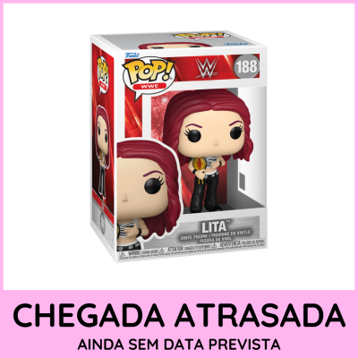 Figura Pop! WWE de vinil de Lita na caixa com cabelos vermelhos e cinturão dourado