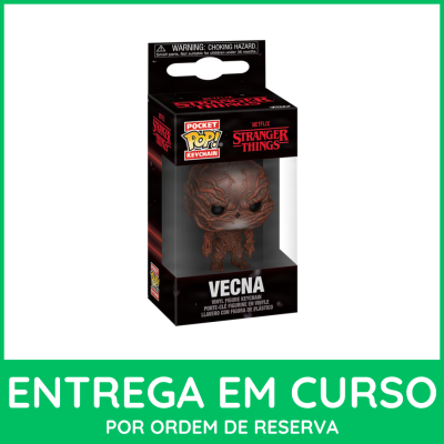 Chaveiro em vinil Vecna Stranger Things em embalagem preta com janela transparente