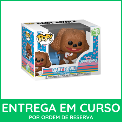 Boneco Funko Pop Baby Rowlf com embalagem colorida da coleção Muppet Babies