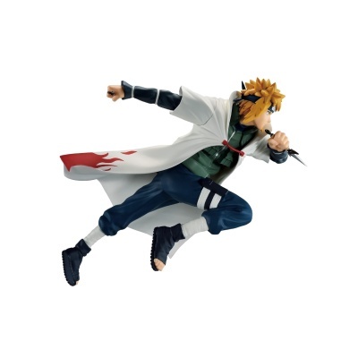 Figurine de ação em pose de ataque com capa branca e cabelo loiro