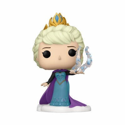 Figura Funko Pop da Elsa da Disney com vestido azul e capa roxa