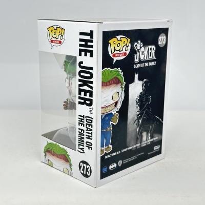 Caixa do boneco POP! do Joker com texto THE JOKER (DEATH OF THE FAMILY)