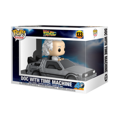 Figura Pop! Rides Doc with Time Machine da série Back to the Future na embalagem