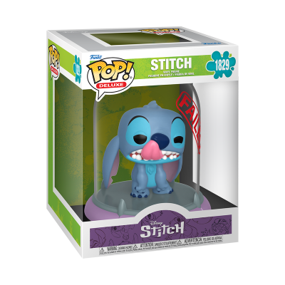 Figura de vinil Stitch azul e rosa na caixa POP Deluxe 1829