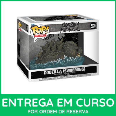 Figura de vinil Godzilla nadando da coleção Funko Pop Deluxe em caixa