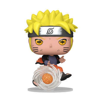 Figurina Funko Pop de Naruto Uzumaki com esfera de energia e base transparente