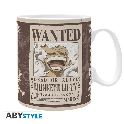 Caneca com desenho de poster WANTED do Monkey D. Luffy de One Piece