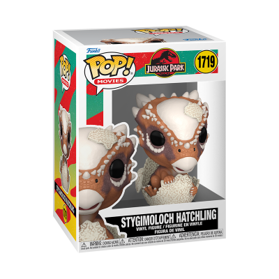 Figura Pop! de vinil Stygimoloch Hatchling da coleção Jurassic Park em caixa com janela