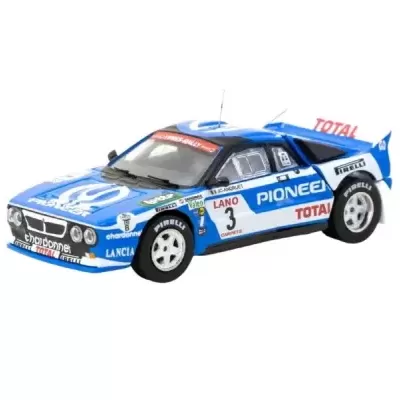 miniatura de carro de corrida azul com logótipos e número 3