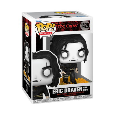Figura Funko Pop! Eric Draven com corvo na embalagem