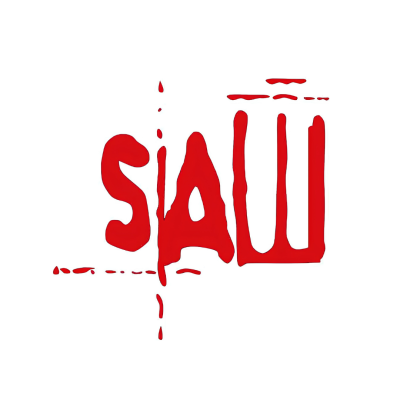 Logo vermelho escorrendo de SAW em fundo branco