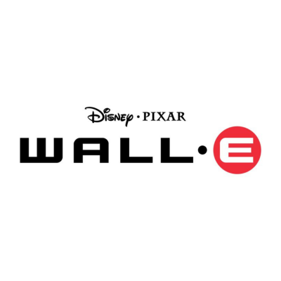 Logotipo do filme WALL·E da Disney Pixar em preto e vermelho sobre fundo branco