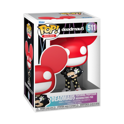 Figura vinyl Deadmau5 com capacete vermelho dentro de caixa POP! Rocks