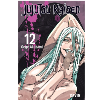 Capa do livro Jujutsu Kaisen 12 com personagem masculino e fundo roxo