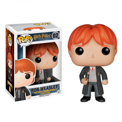 Funko Pop Ron Weasley com cabelo ruivo e uniforme escolar