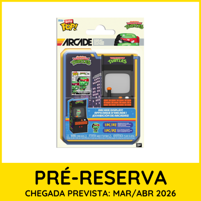 Funko Pop Bitty Arcade Teenage Mutant Ninja Turtles em embalagem com estojo de exposição acrílico