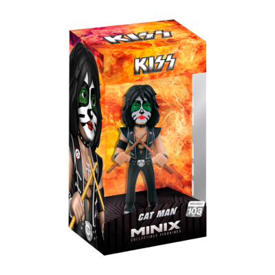 Figura colecionável Minix Cat Man da banda KISS na caixa