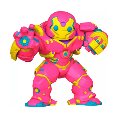 Figura de ação robô rosa e amarelo em fundo branco
