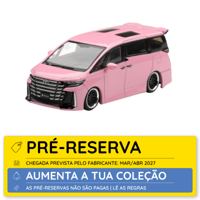 Miniatura de carro Toyota cor-de-rosa com detalhes em preto