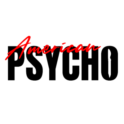 Logotipo com texto American PSYCHO em vermelho e preto