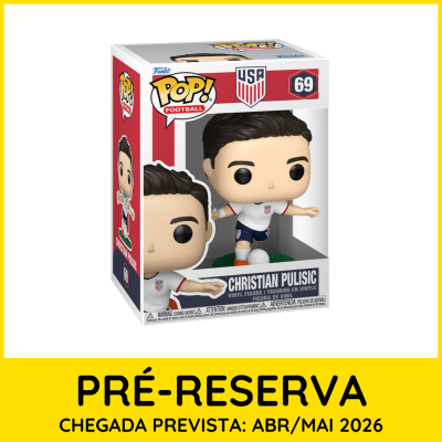 Figura Funko Pop de Christian Pulisic com uniforme de futebol EUA em caixa
