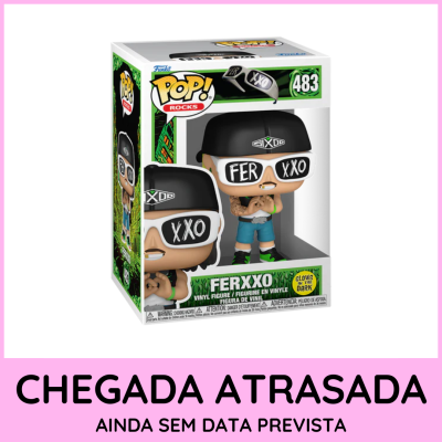 Figura Funko Pop Ferxxo com óculos brancos e boné preto na embalagem POP! Rocks nº483