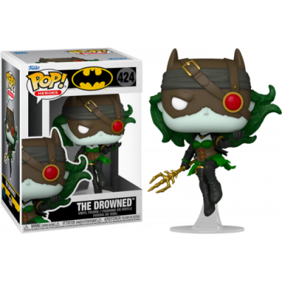 Boneco Funko Pop The Drowned da coleção Batman com máscara castanha e base transparente
