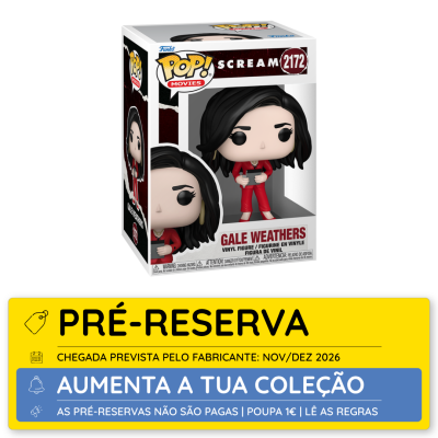 Figura Funko Pop! Gale Weathers com fato vermelho na caixa