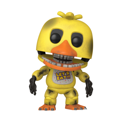 Figura colecionável personagem amarelo com bico laranja e babete LET'S EAT!!!