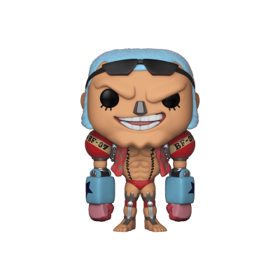 Figura Pop Funko de personagem musculado com cabelo azul claro e luvas azuis grandes