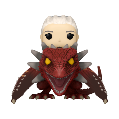 Boneco Funko Pop personagem cabelo branco com dragão vermelho de olhos amarelos