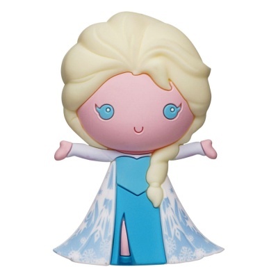 Figura de brinquedo da Elsa com vestido azul e capa branca com flocos de neve
