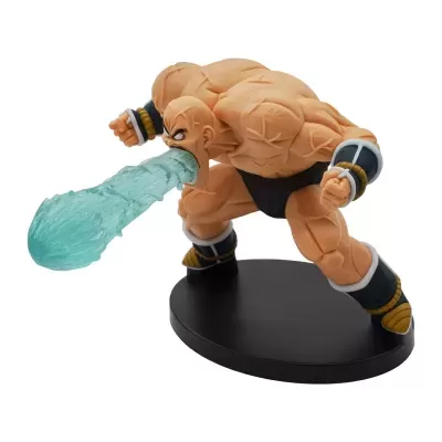 Figura de ação musculada de personagem a expelir jato azul translúcido