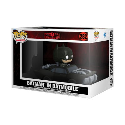 Figura Funko Pop! Batman no Batmobile número 282 com embalagem branca e transparente