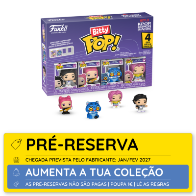 Caixa Funko Pop Bitty da Netflix K-Pop Demon Hunters com 4 figuras em vinil