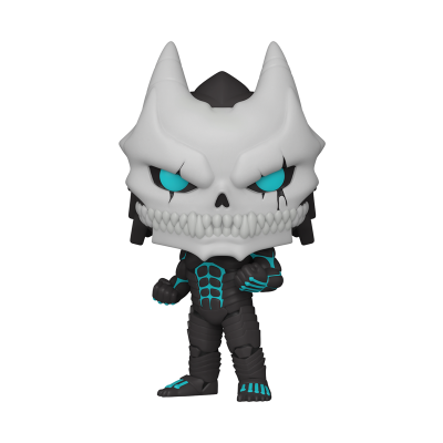 Boneco estilo Funko Pop com máscara branca de caveira e corpo preto e azul turquesa